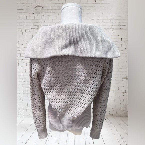 Doe & Rae Zip Front Sweater Sz M NWOT | Textured Knit Neutral Layer - Picture 4 of 6